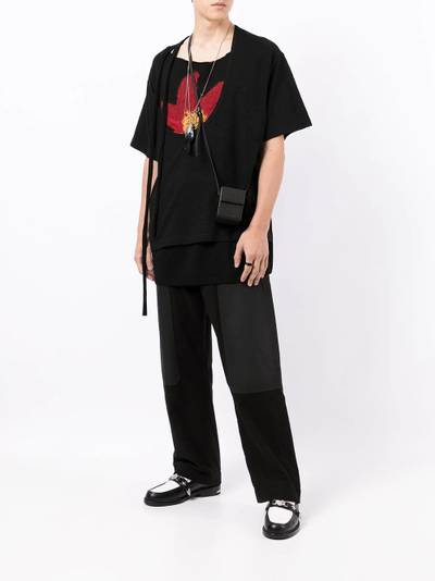 Yohji Yamamoto floral-embroidered layered T-shirt outlook