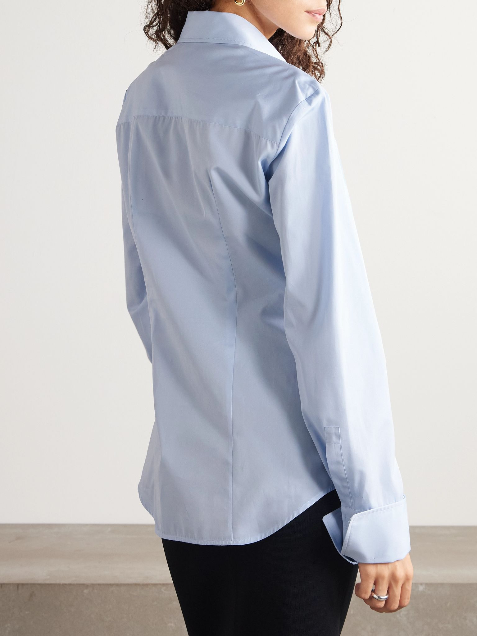 Cotton-poplin shirt Sky blue - 4