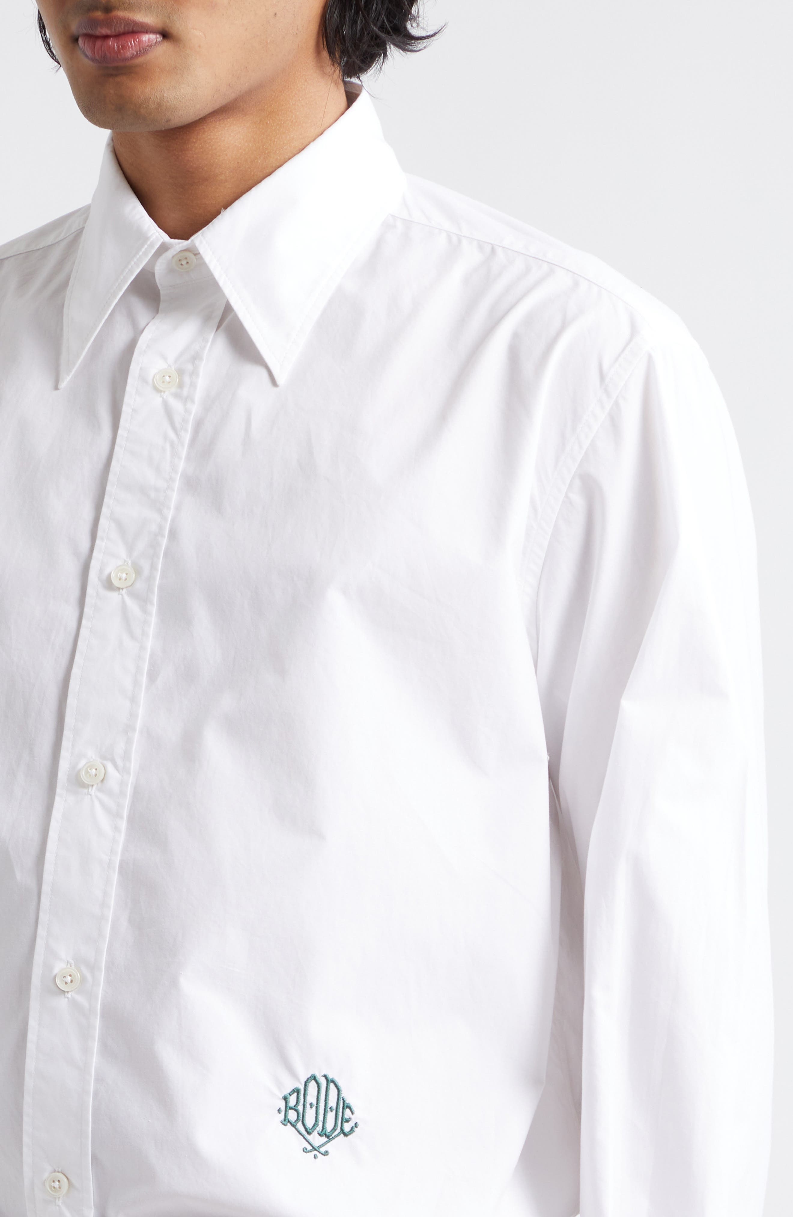 Monogrammed Cotton Poplin Button-Up Shirt - 5