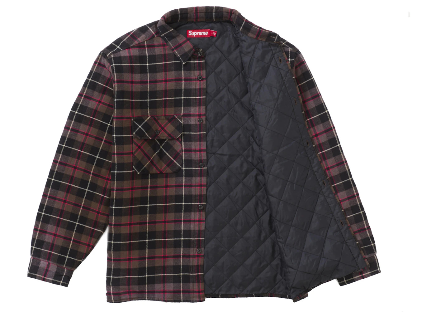 Supreme Quilted Plaid Shirt Grey - 2