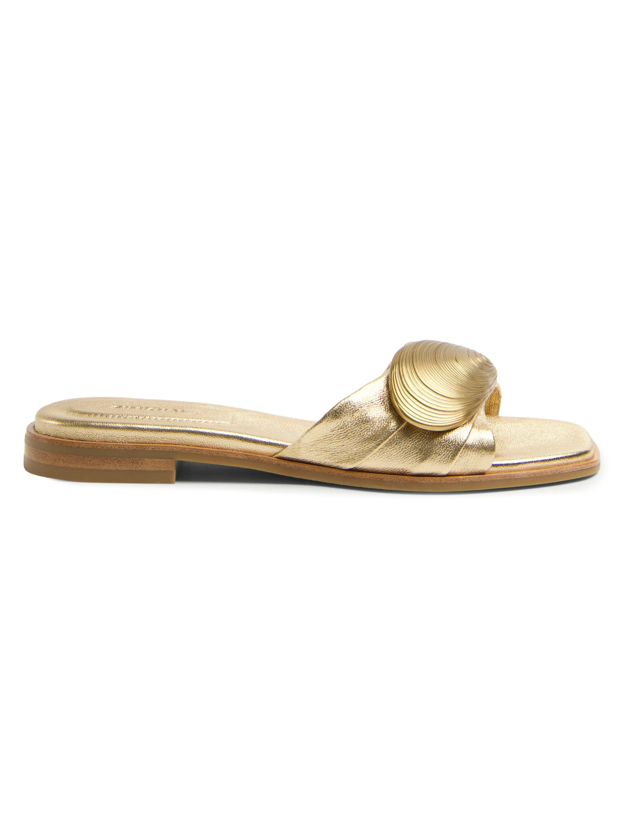 Women's Gigi Oyster Shell Hardware-Detail Leather Sandals - Gold - 1