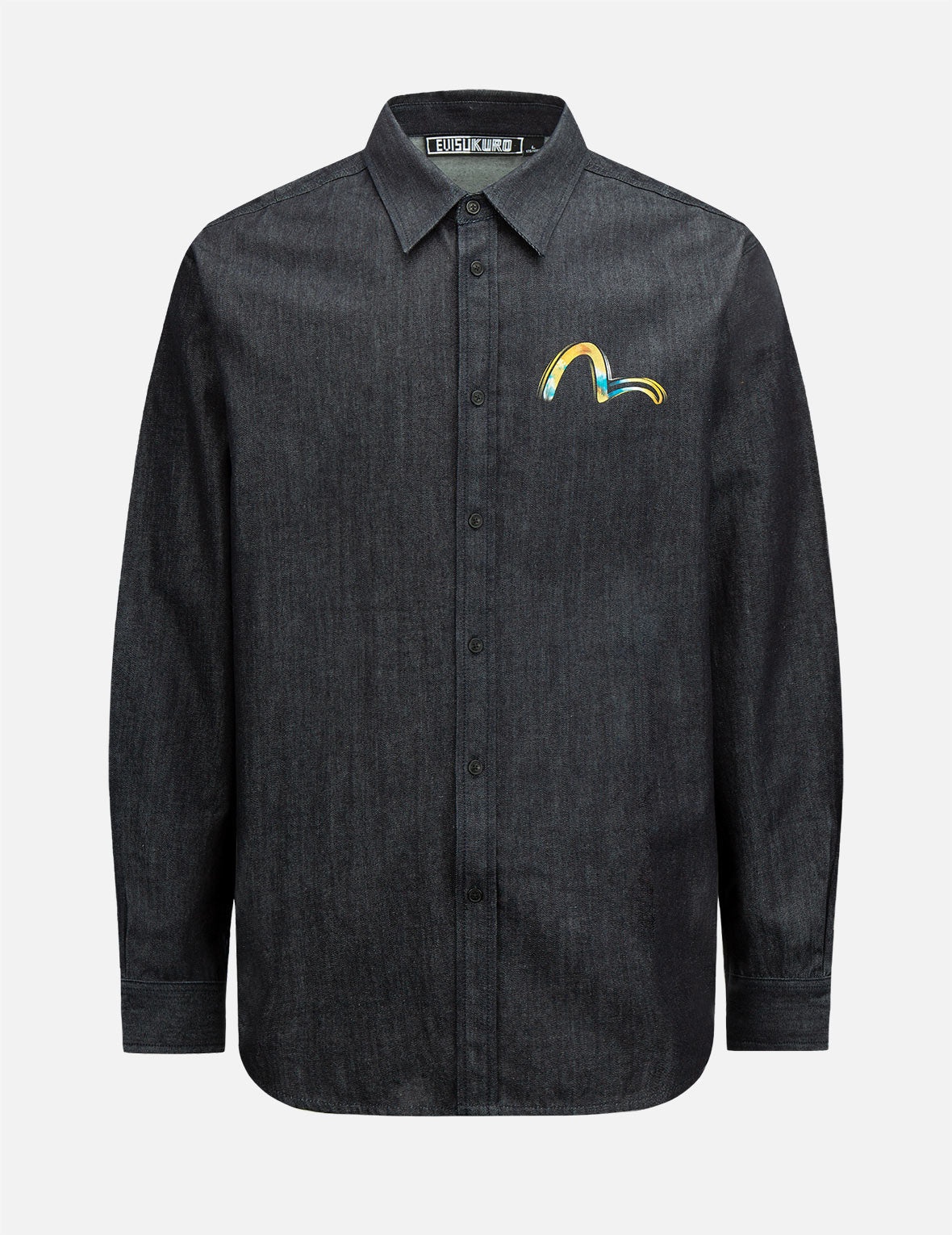 Smoky Hannya Skull Print Denim Shirt - 8