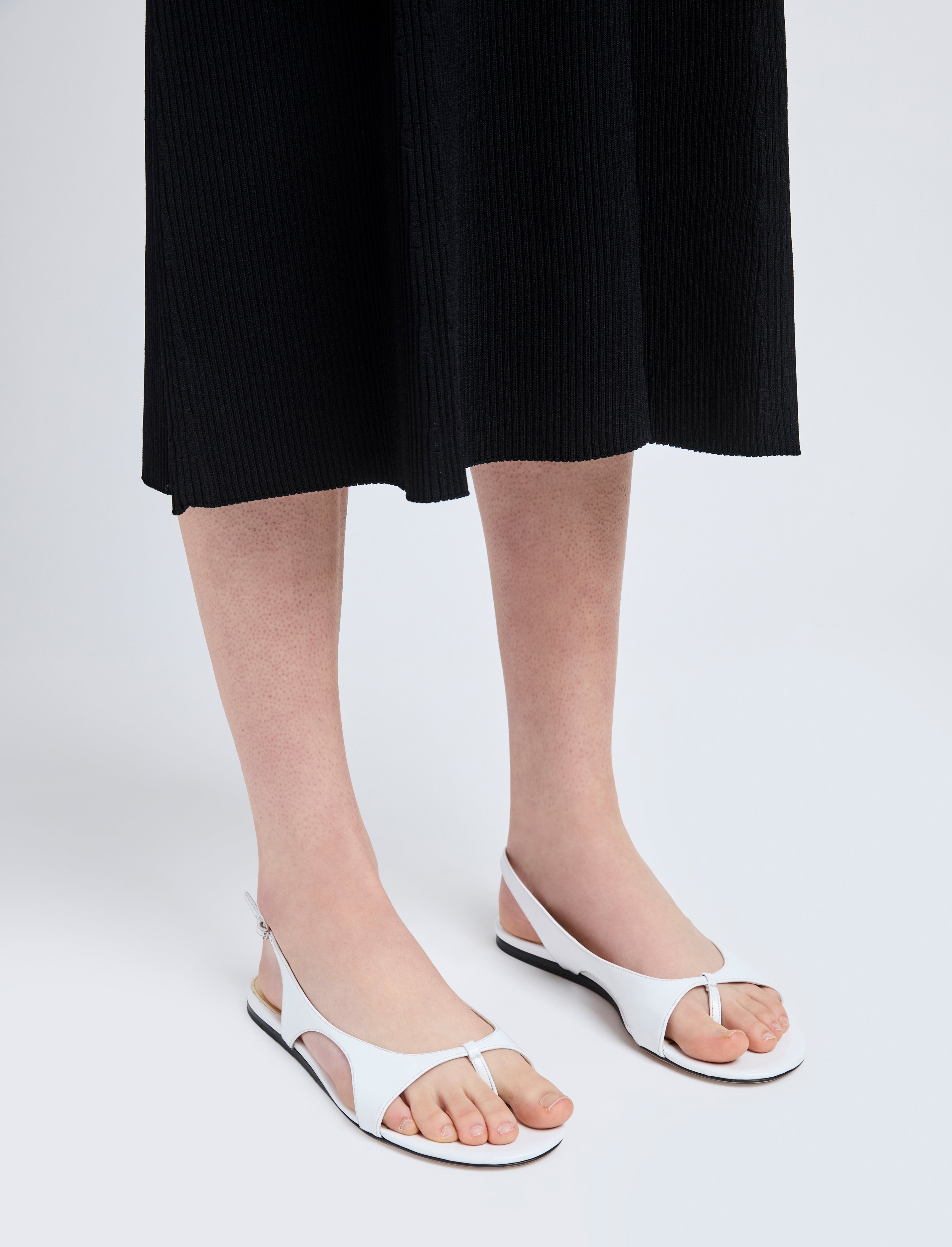 Slash Flat Thong Sandals in Slick Nappa - 5