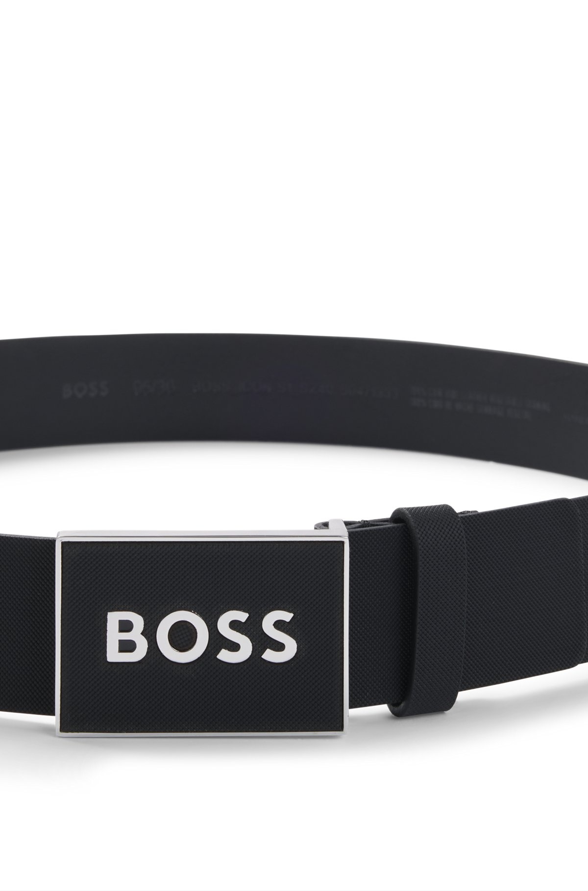 ITALIAN-LEATHER BELT WITH TEXTURED PLAQUE BUCKLE - 4