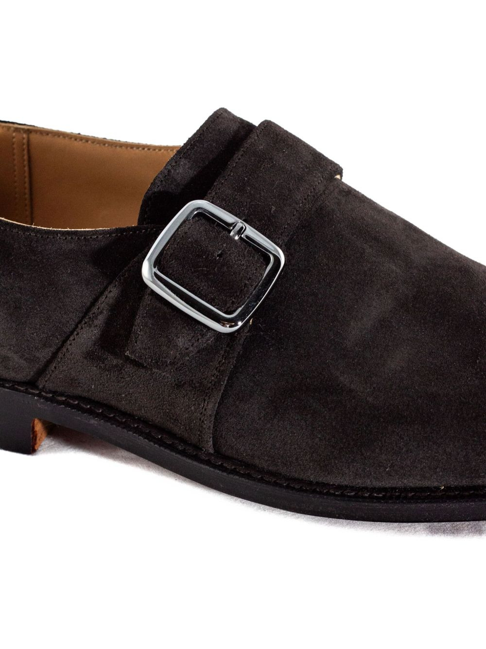 single-buckle suede monk shoes - 3