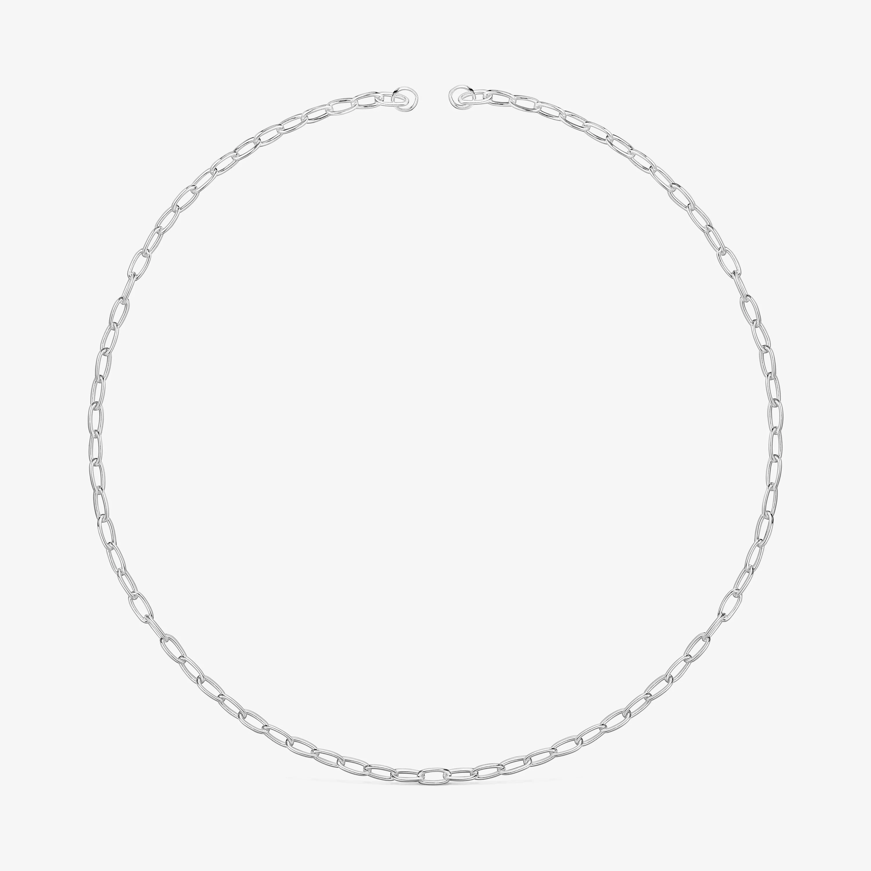 Hold Oval silver short Necklace - 1