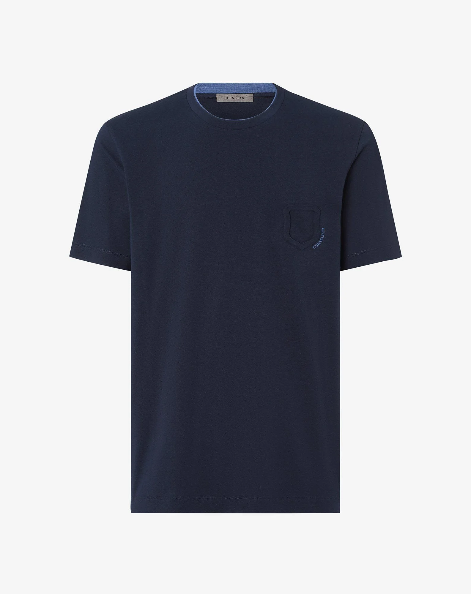 Navy blue crew neck stretch jersey t-shirt - 1