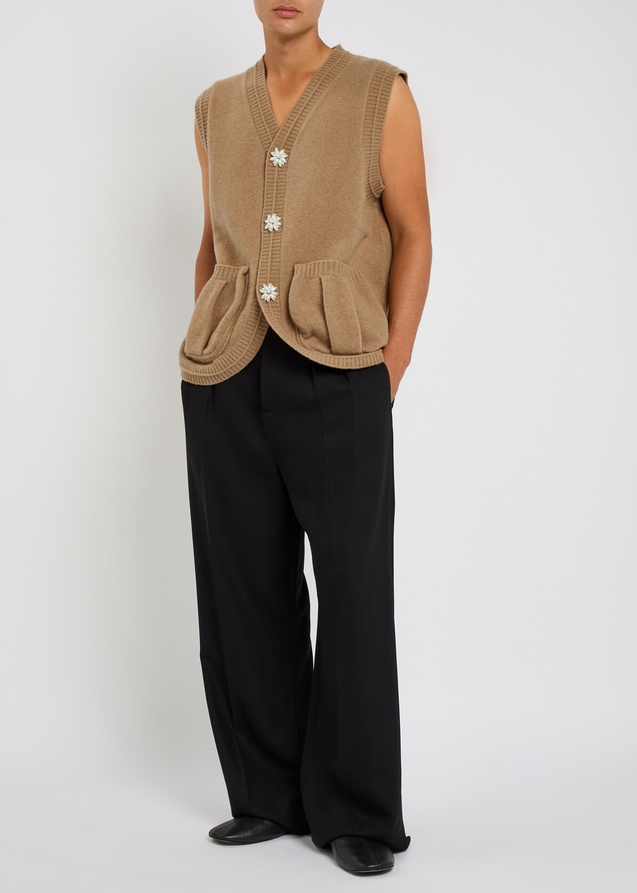 Simone Rocha Faux Pearl-embellished Wool-blend Vest - 4