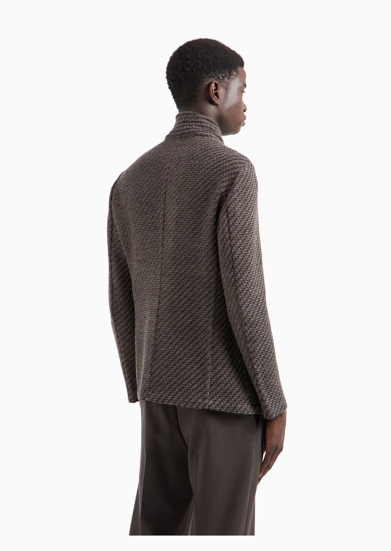 Guru-collar jacket with off-centre fastening in a wool-blend knit-effect jersey - 3