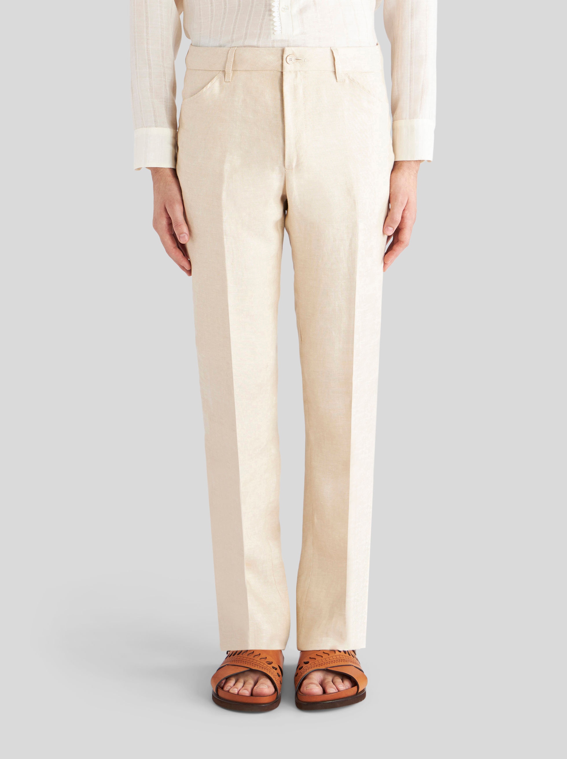 LINEN TROUSERS WITH TUCKS - 2