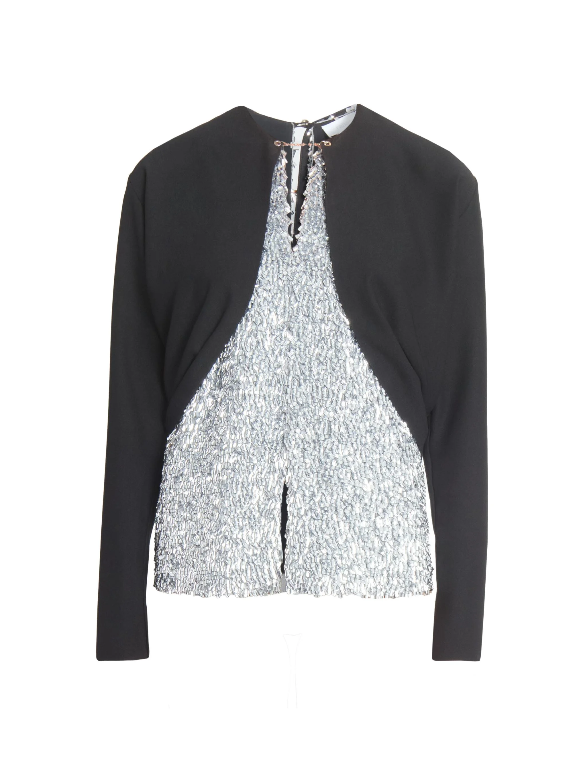 Women's Metallic Crepe Blouse - Black - 1