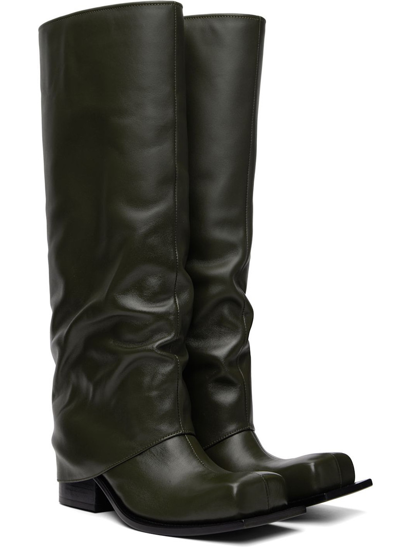 Khaki Havva Chunky Heel Tall Boots 4