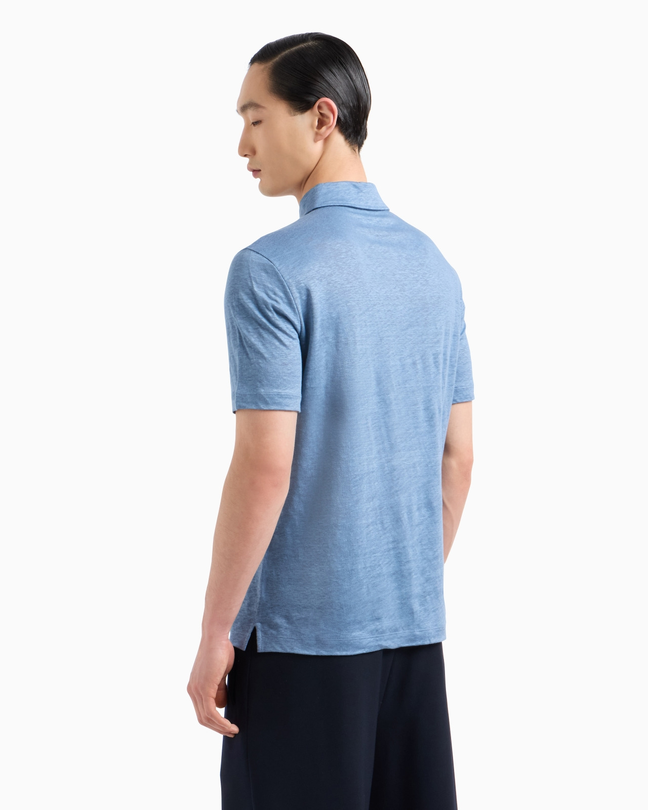 SHORT-SLEEVED POLO SHIRT IN PURE LINEN JERSEY - 3
