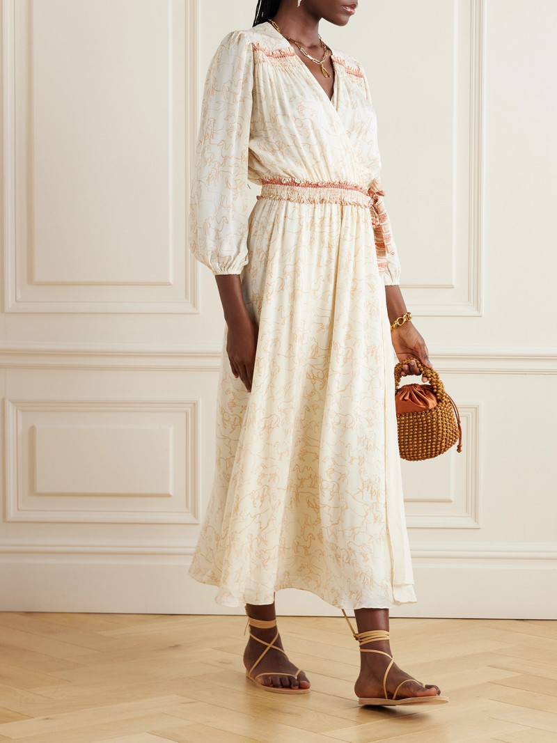 EMPORIO SIRENUSE Lavinia Printed Silk-chiffon Midi Wrap Dress outlook