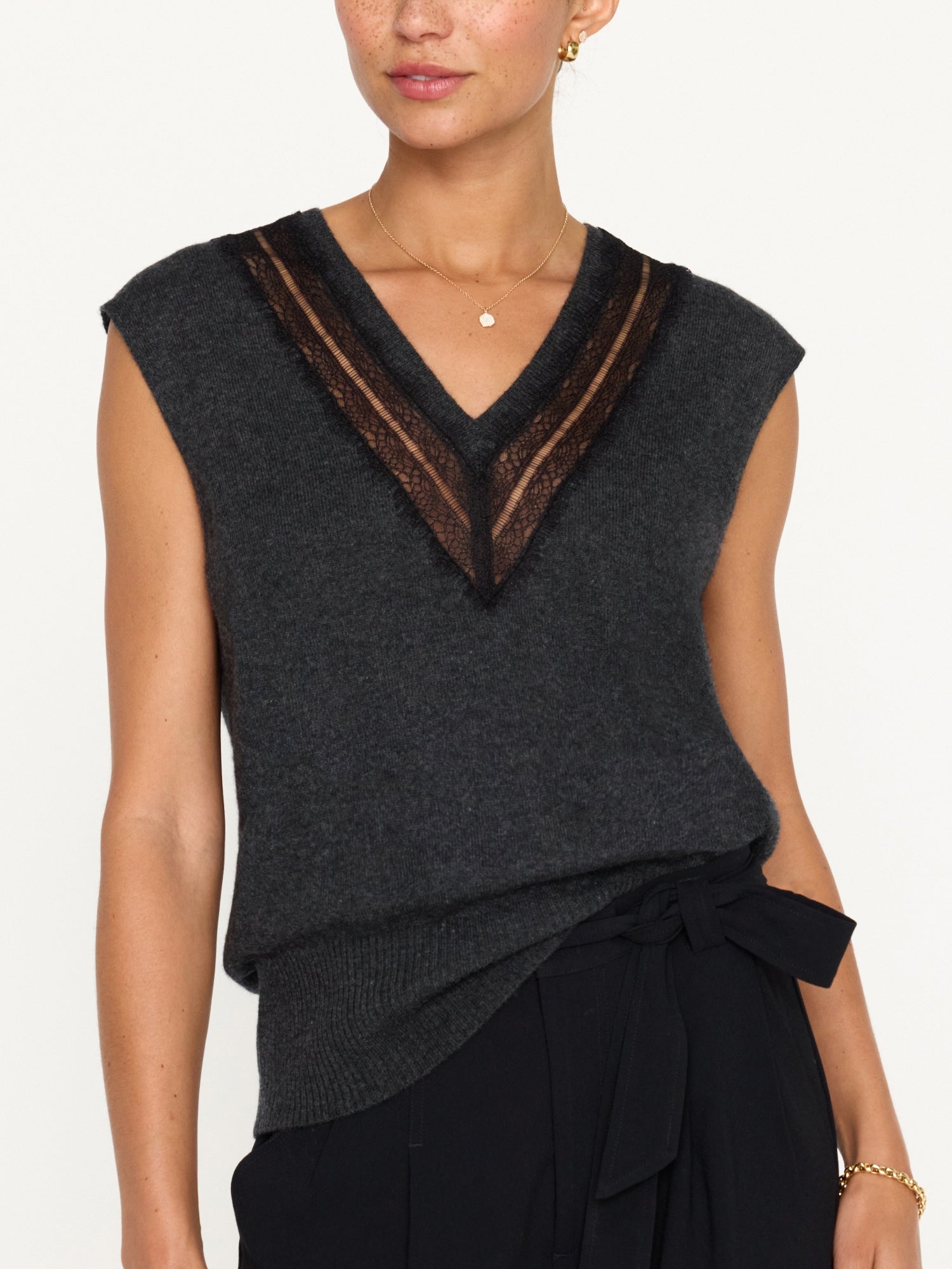 The Isla Lace V Neck Vest - 1