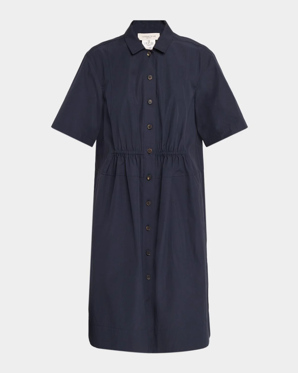 Gathered Organic Cotton Poplin Shirtdress - 1