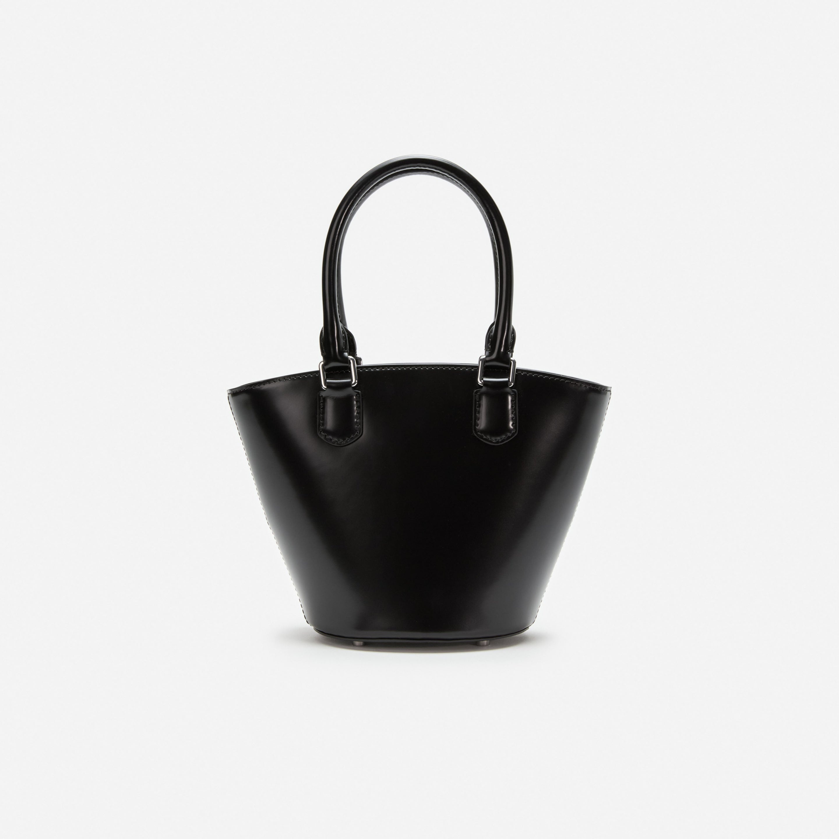 Black Leather Charm Tote Bag - 3