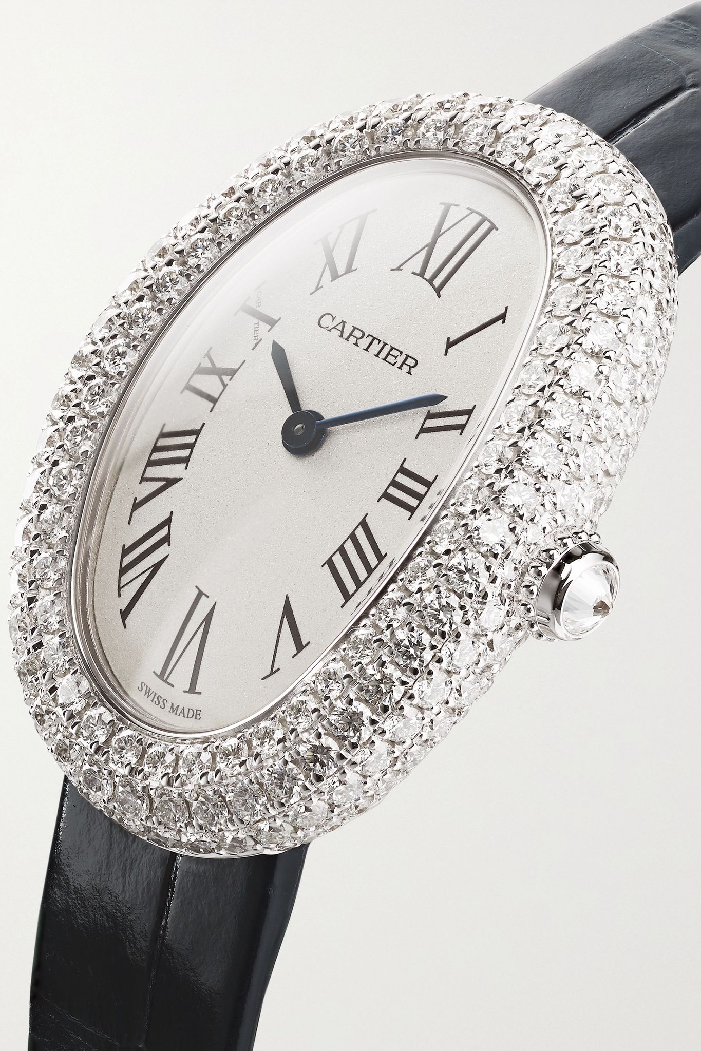 Baignoire 1920 26mm small rhodium-finish 18-karat white gold, alligator and diamond watch - 2