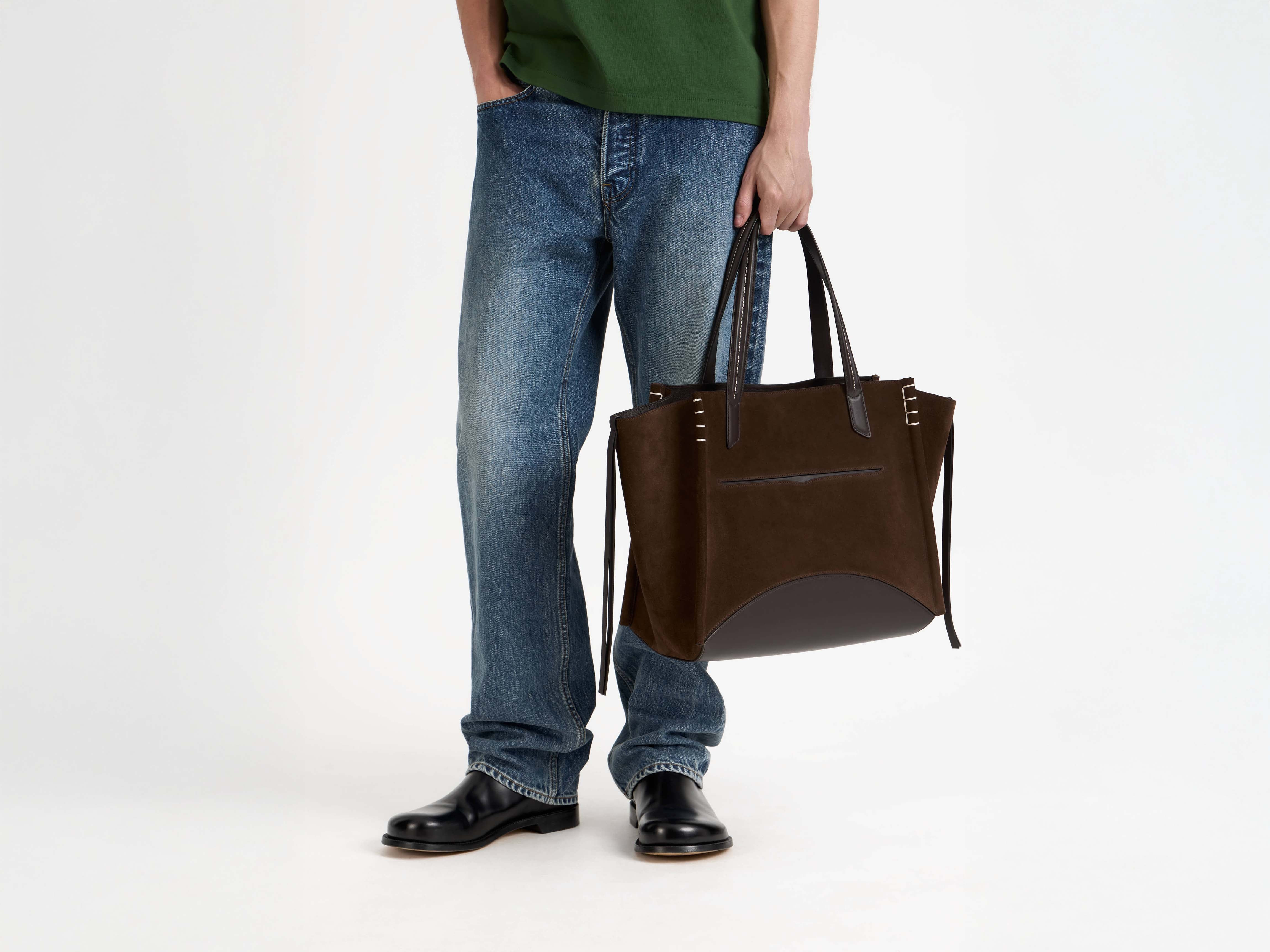 LOAFER CABAS BAG IN BROWN SUEDE - 9
