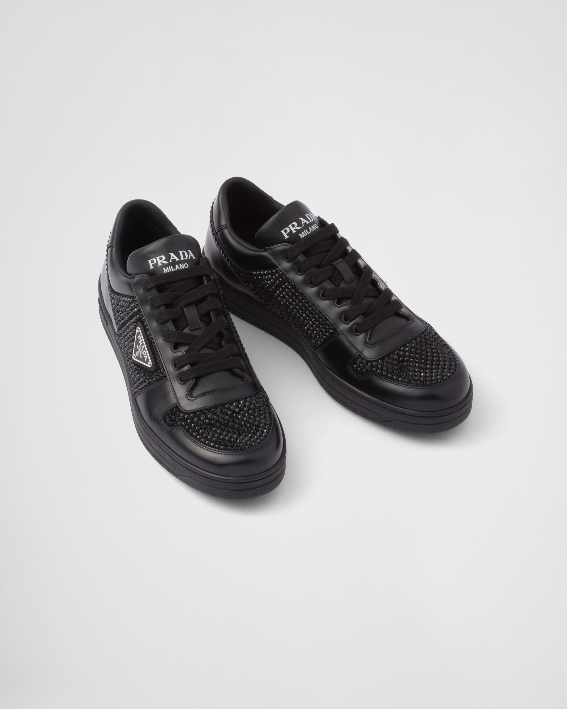 Downtown leather sneakers with crystals - 4