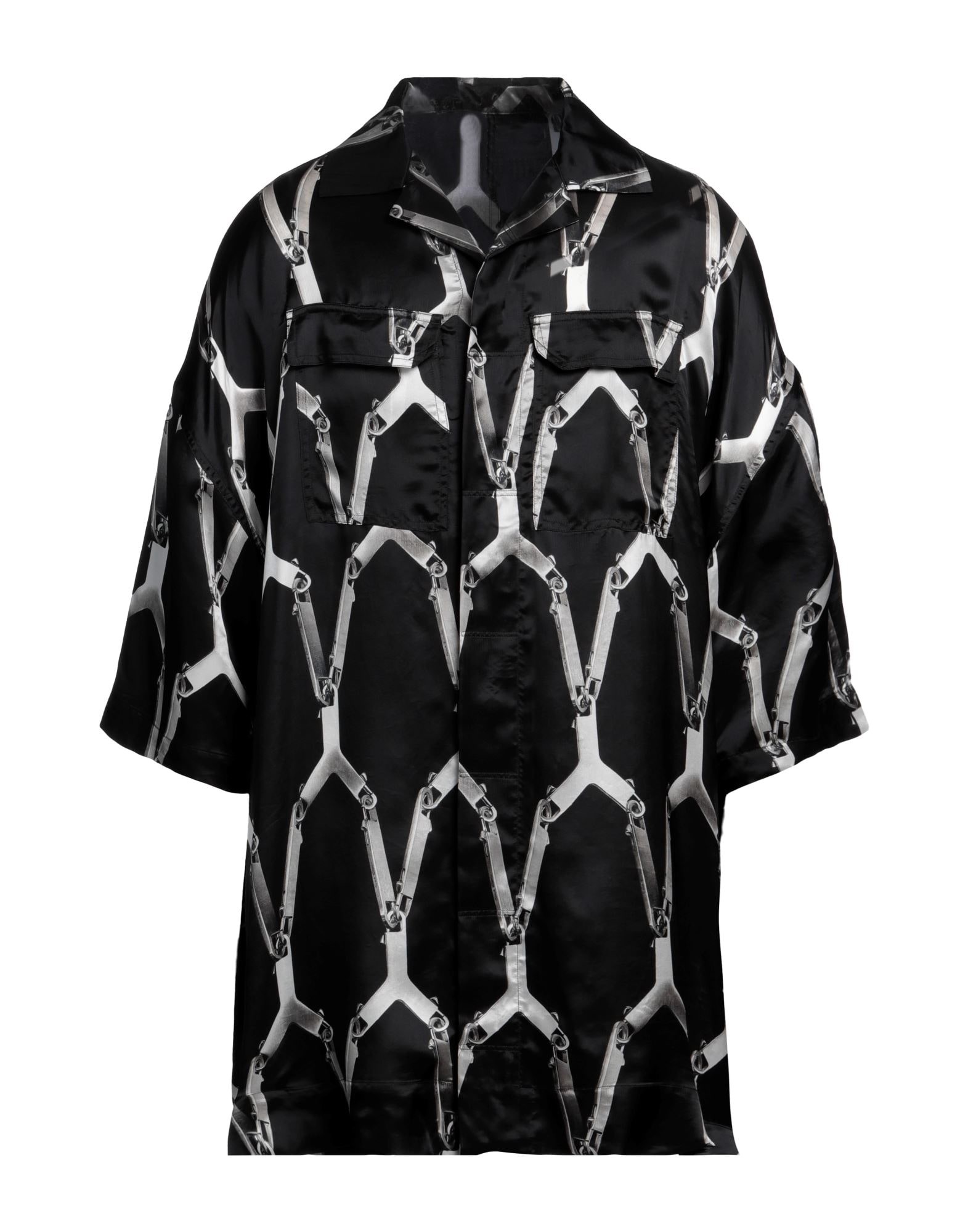 Black Men's Patterned Shirt - 1