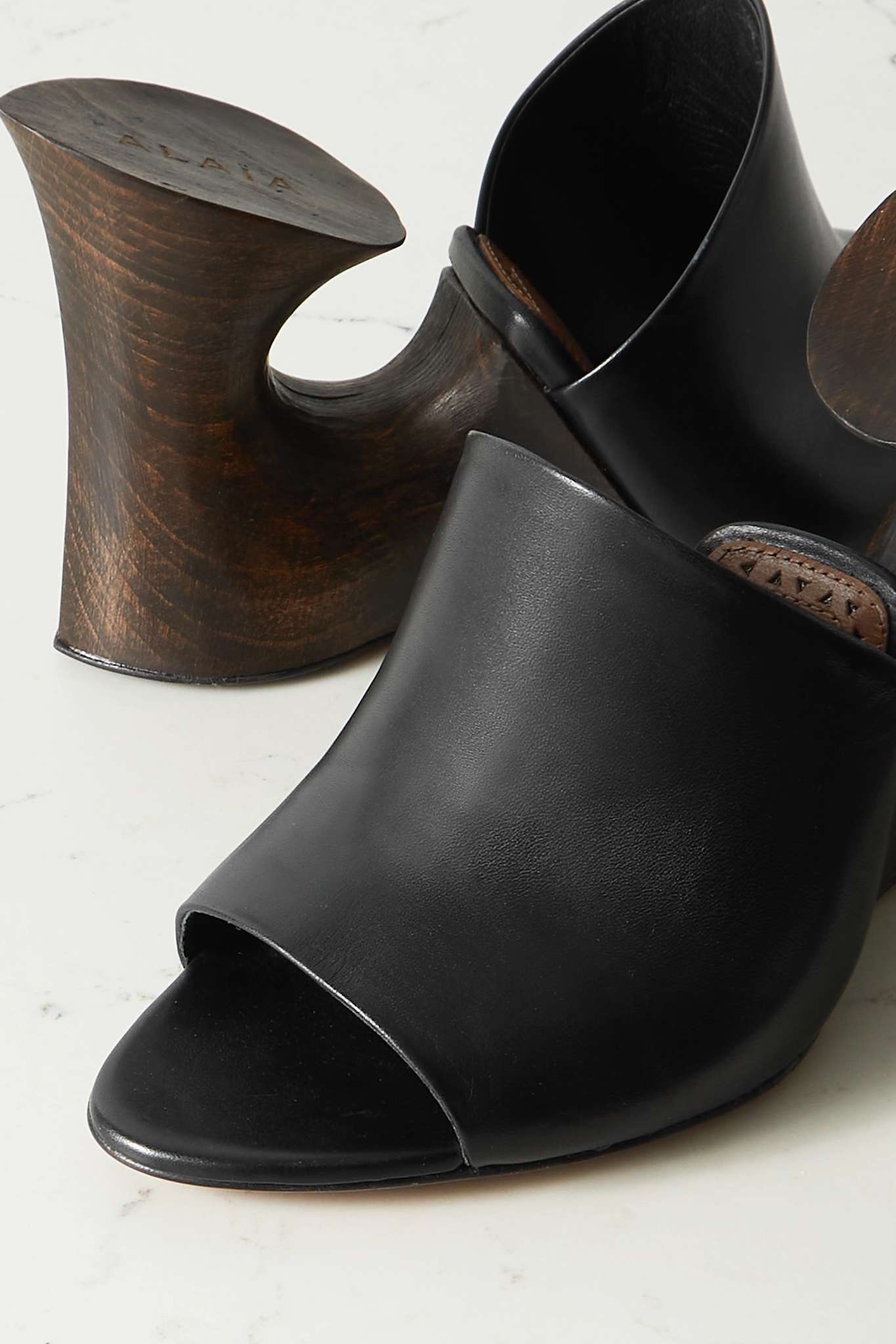 110 leather wedge mules - 4