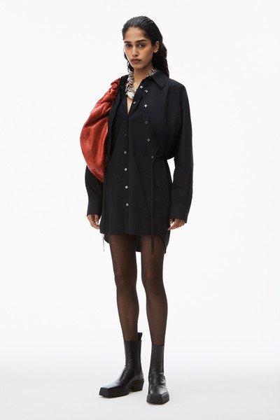Alexander Wang layered shirt dress in compact cotton with self-tie outlook