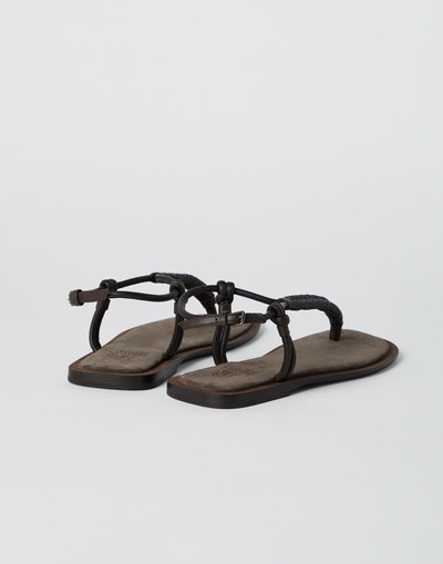 Brunello Cucinelli Suede sandals with precious braided straps outlook