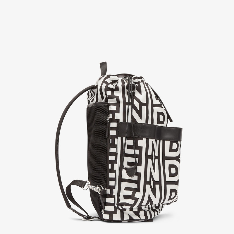 FENDI Large backpack made of nylon printed with the Fendi Roma logo in black and white, reinterpreted by M outlook