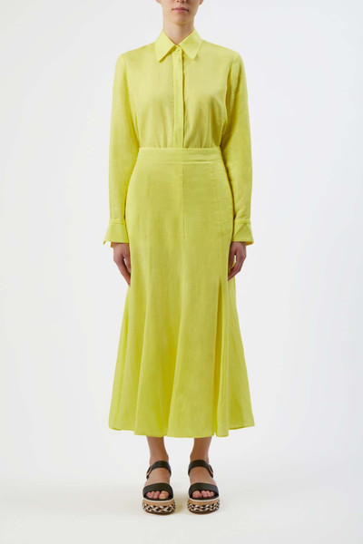 GABRIELA HEARST Tate Skirt in Fluorescent Yellow Aloe Linen outlook