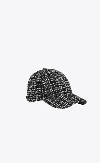 SAINT LAURENT sl baseball cap in checked tweed wool outlook