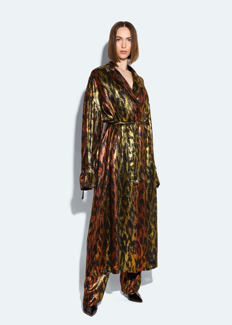 LAPOINTE Lurex Leopard Trench Coat outlook