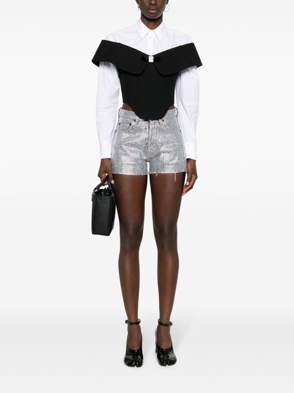 rhinestone-embellished cotton shorts - 2