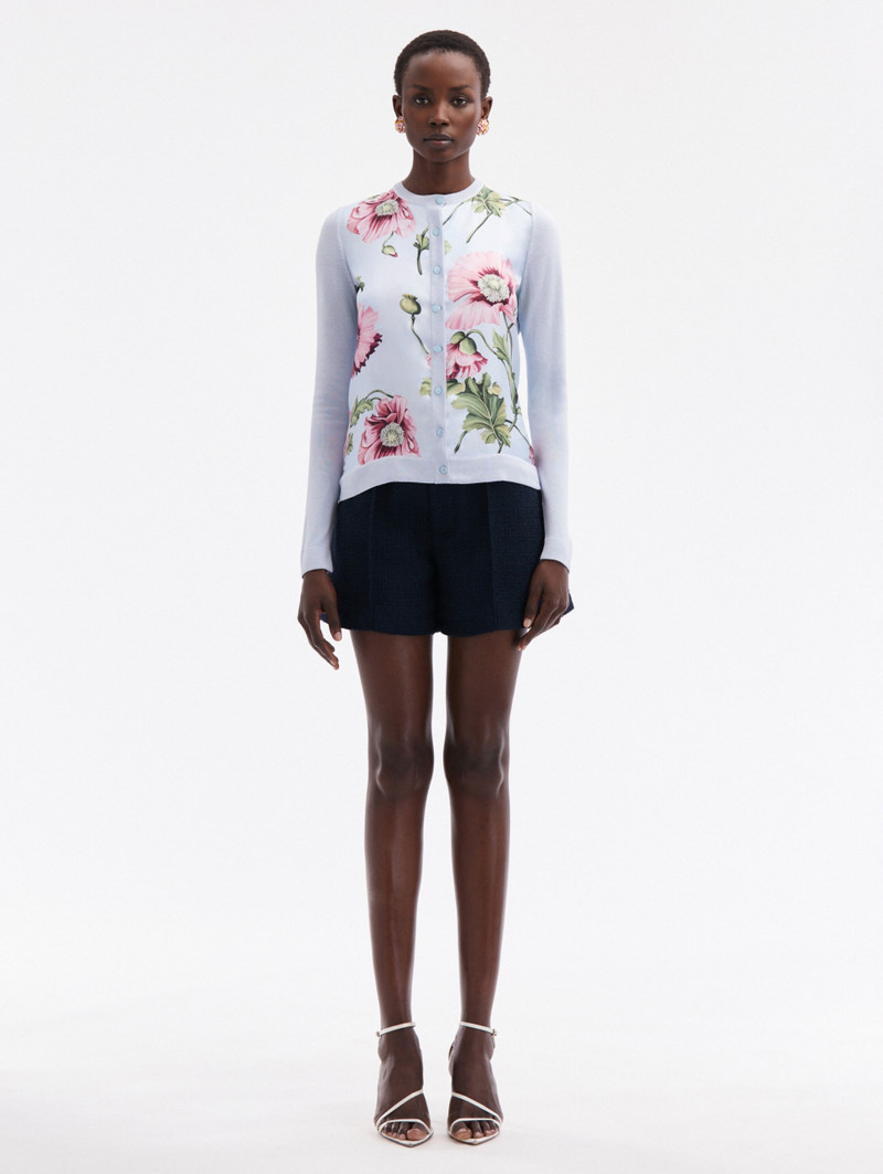 Oscar de la Renta POPPY PRINTED INSET CARDIGAN outlook