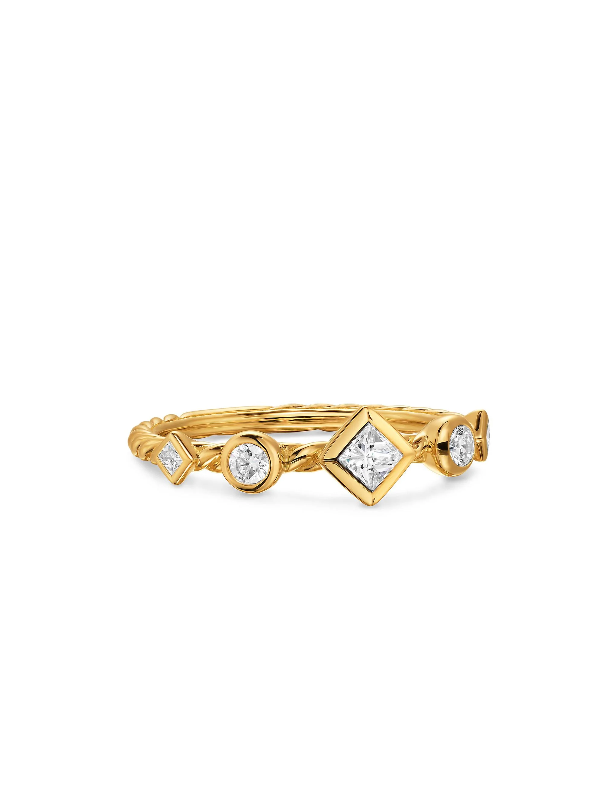 Women's Cable Band Ring in 18K Yellow Gold - Diamond - 1