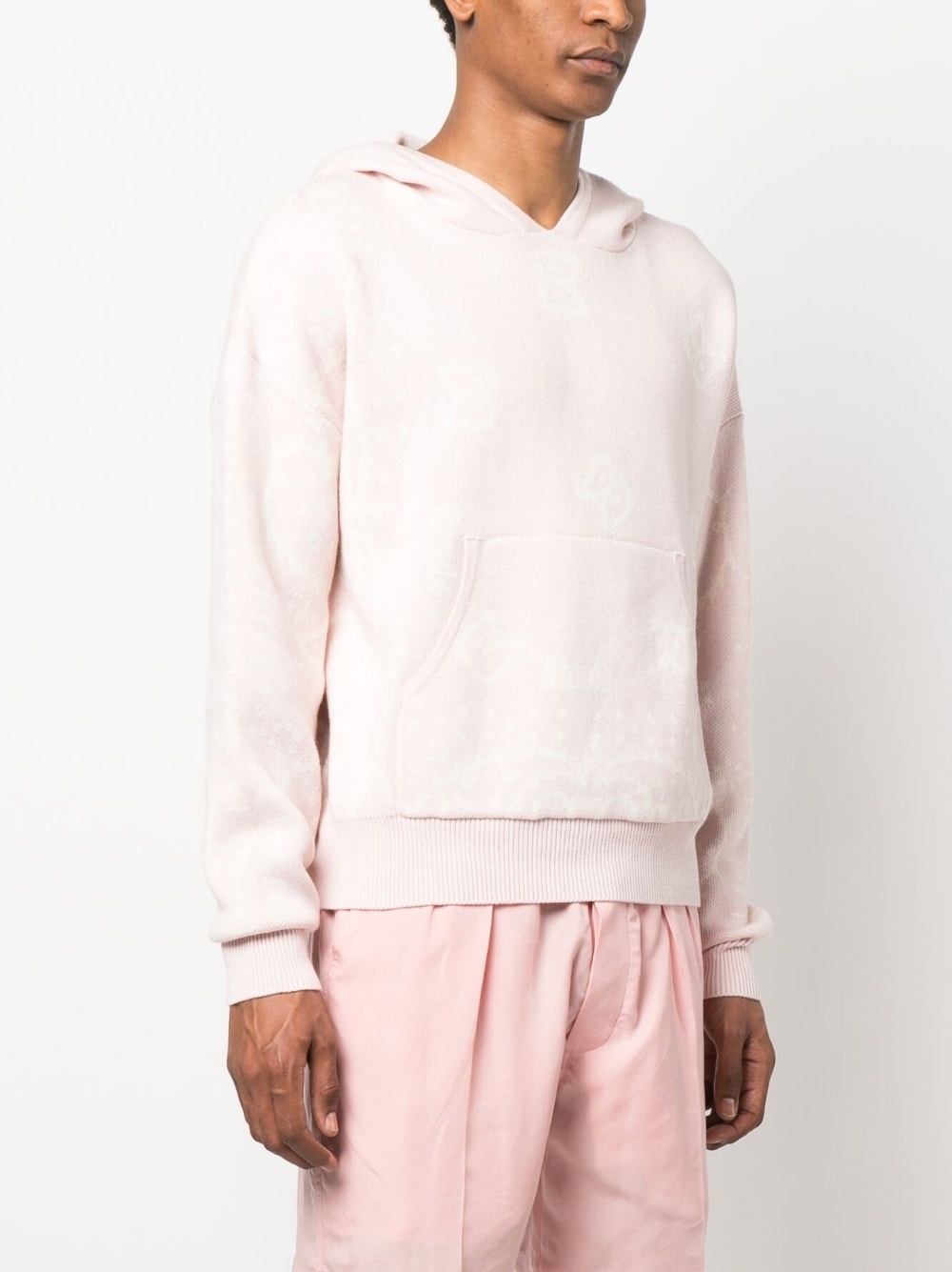 patterned-intarsia knitted hoodie - 3