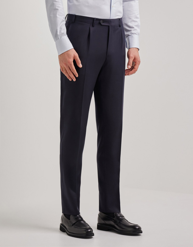 NAVY BLUE 150'S WOOL DOUBLE-BREASTED MODERN-FIT SUIT 6