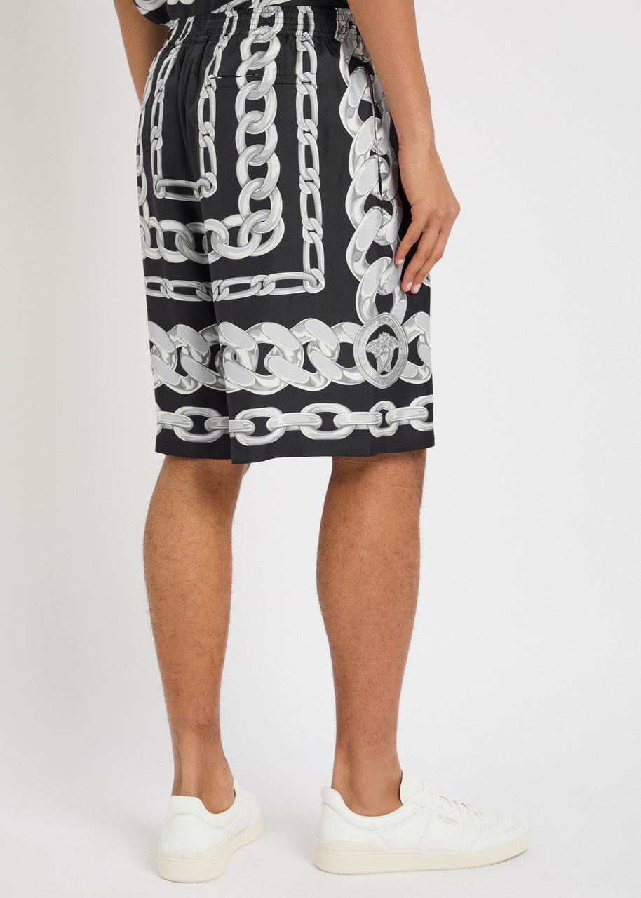 Versace Medusa Chains Silk-twill Shorts - 3