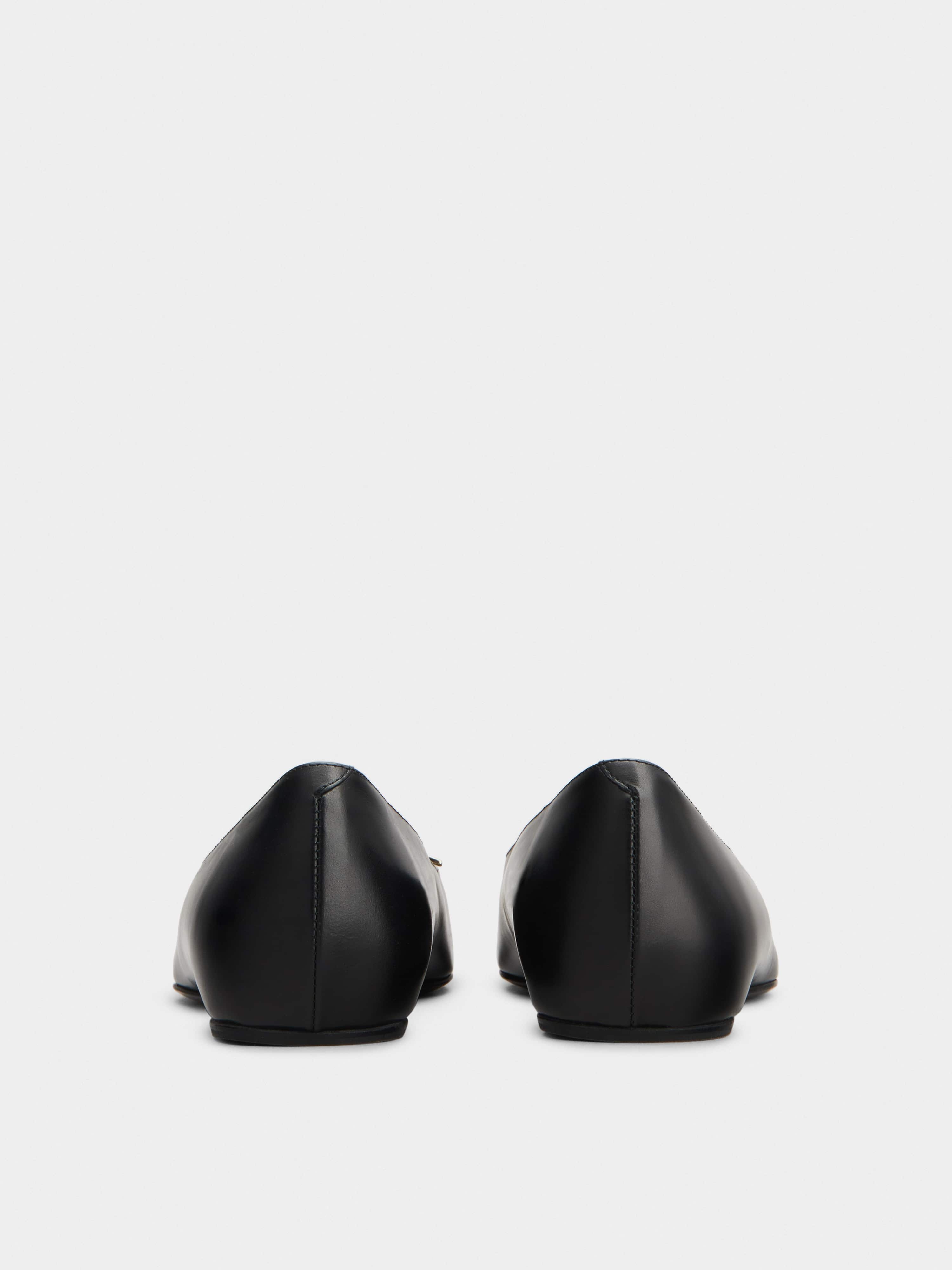 Trompette Metal Buckle Ballerinas in Leather - 5