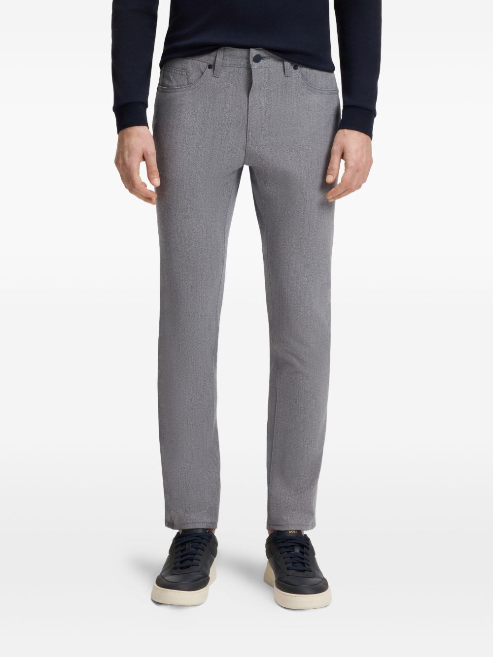 mélange-effect slim-fit trousers - 2