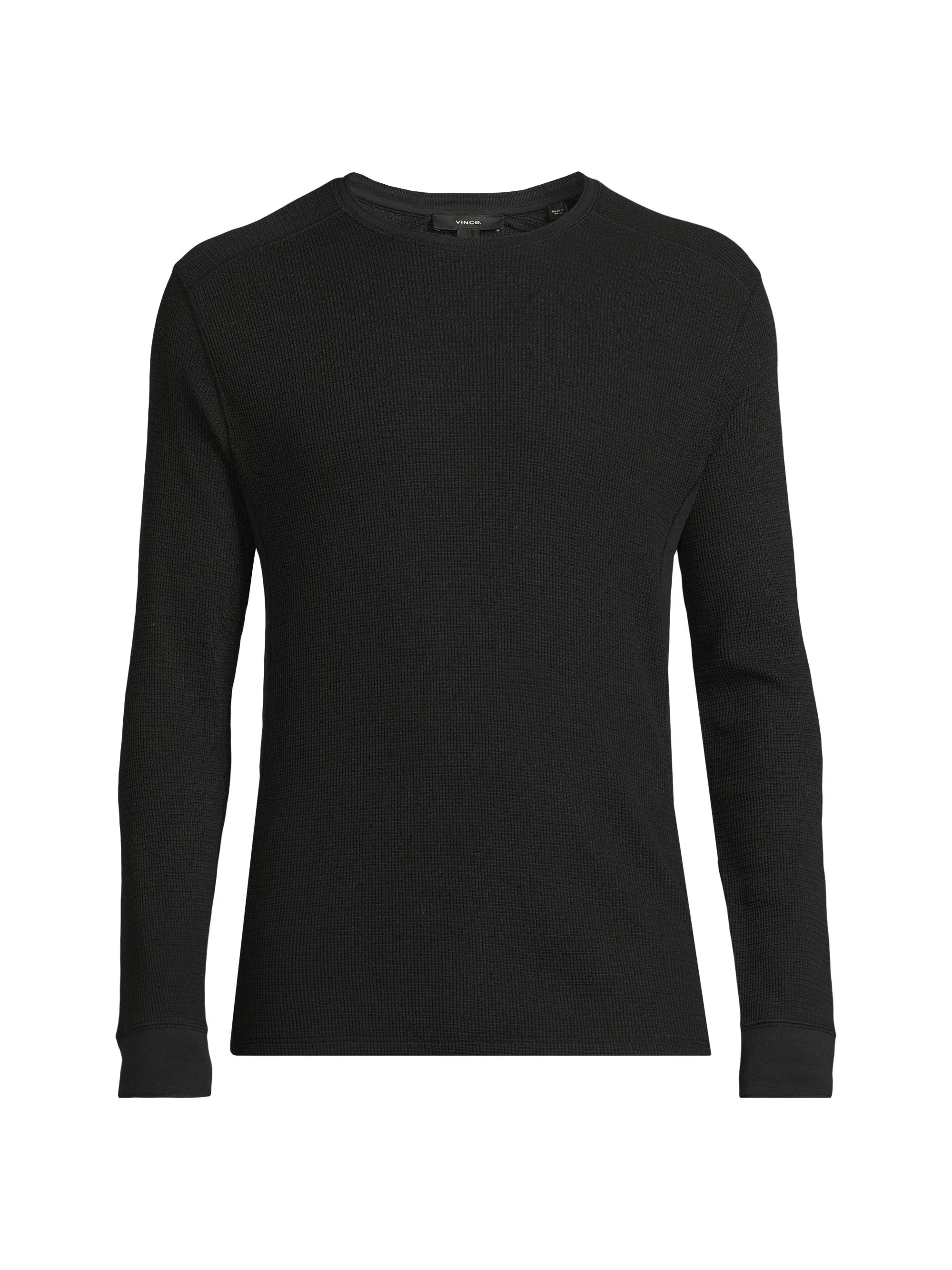 Men's Thermal Crewneck Long-Sleeve T-Shirt - Black - 1