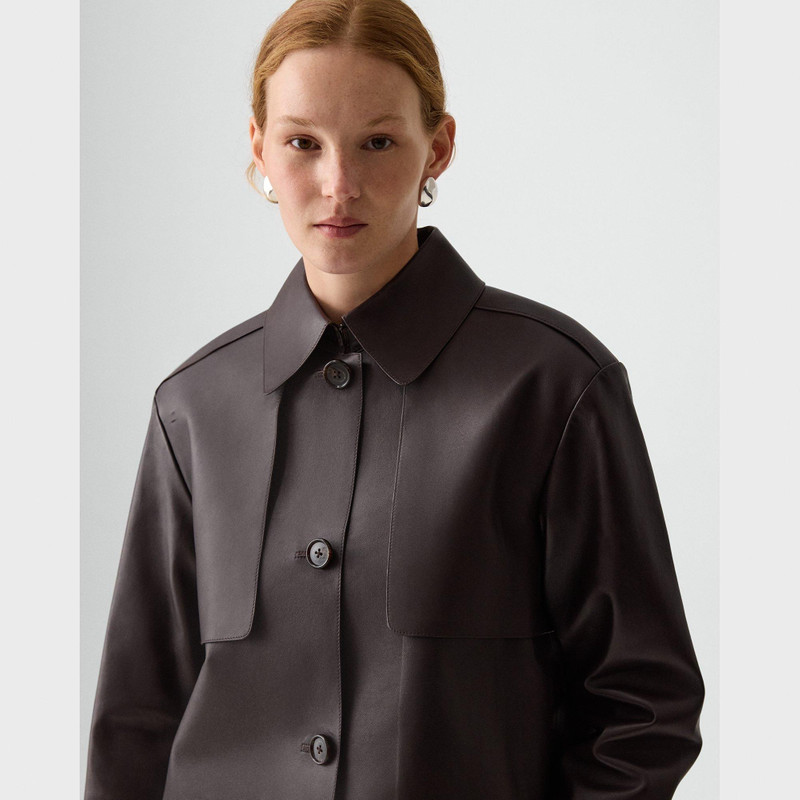 Cropped Trench in Sleek Leather 5