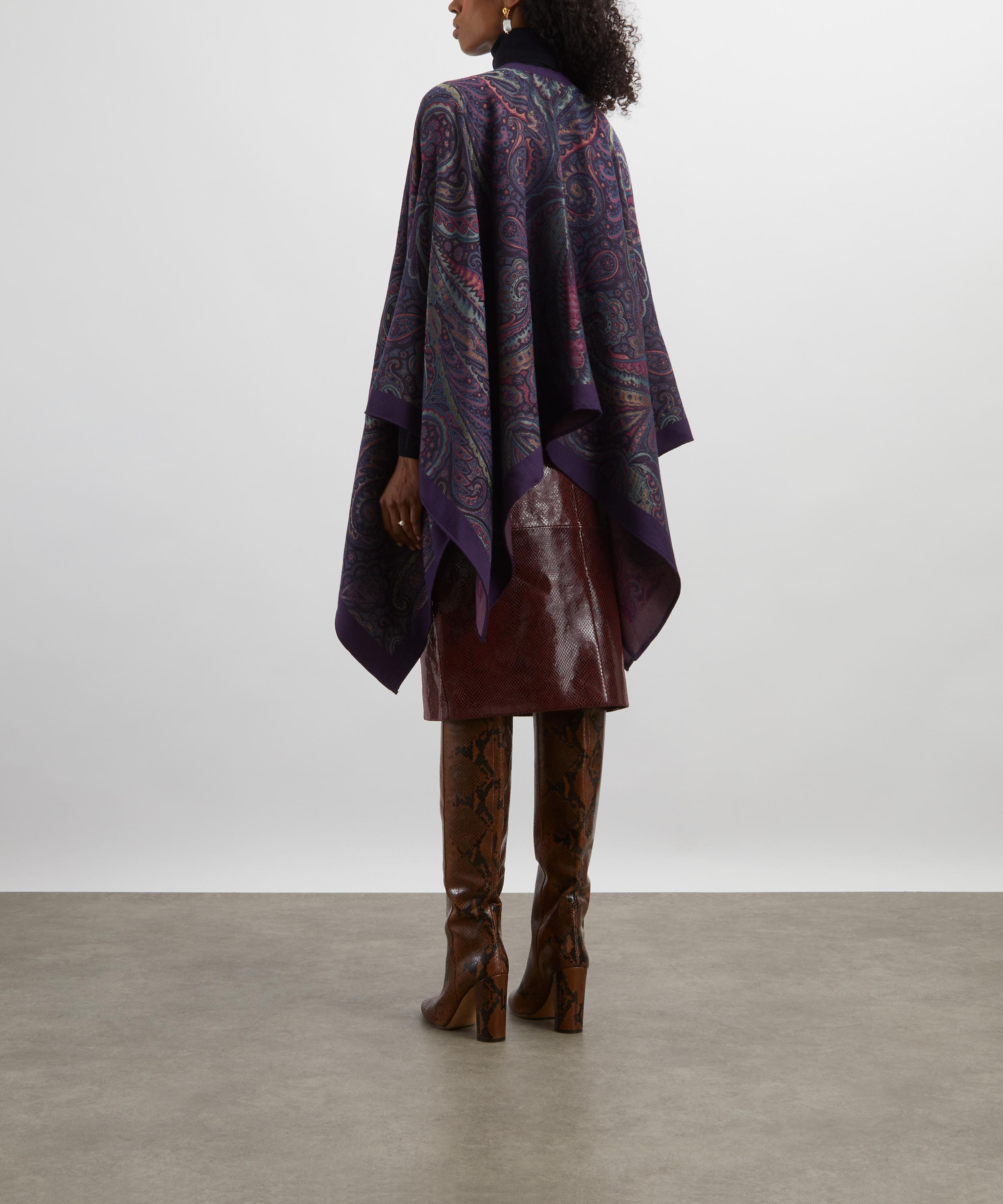 Wool-Blend Paisley Poncho - 4