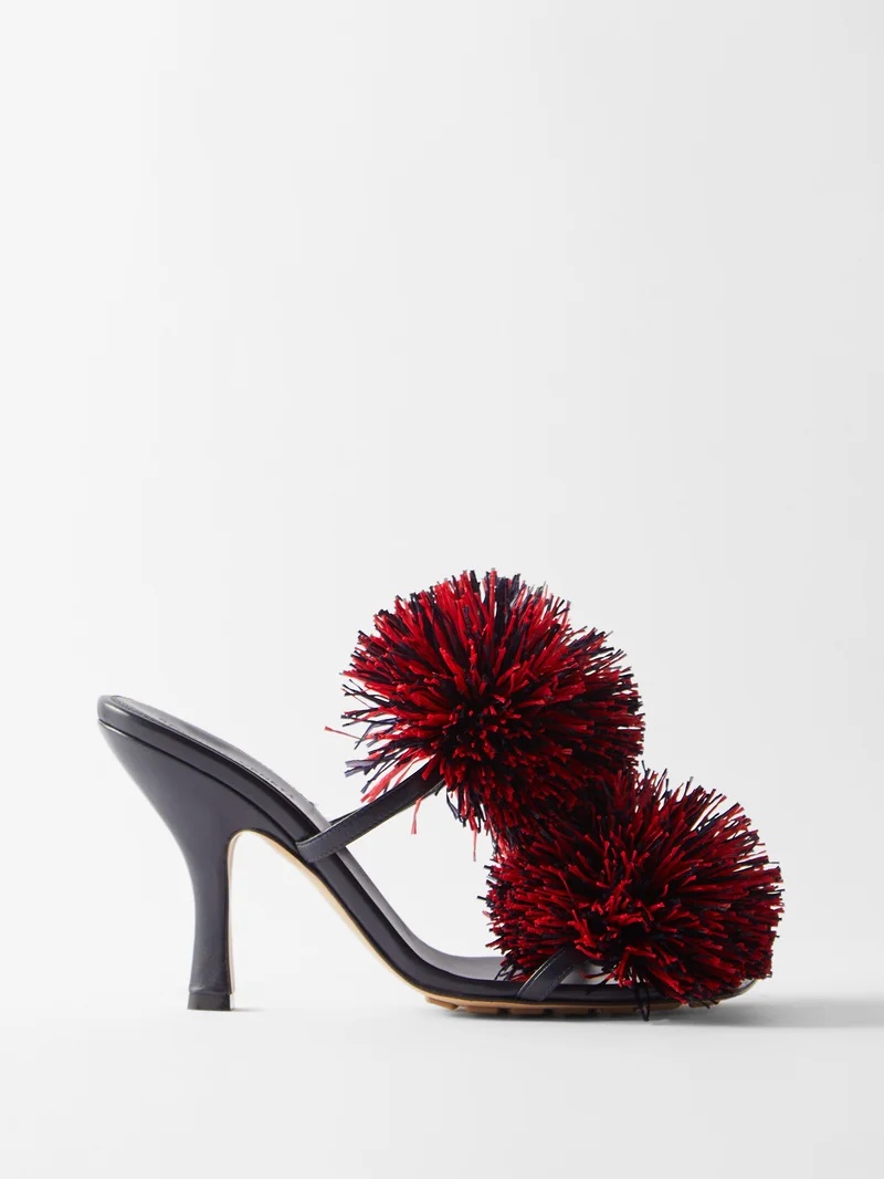 サンダル・ミュール BOTTEGA VENETA NAVY BLUE LEATHER ADAM MULES Bottega Veneta Adam Leather High-Heeled Sandals (Sandals