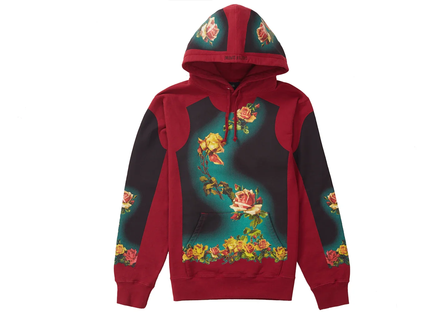 Supreme Jean Paul Gaultier Floral Print Hooded Sweatshirt Cardinal - 1