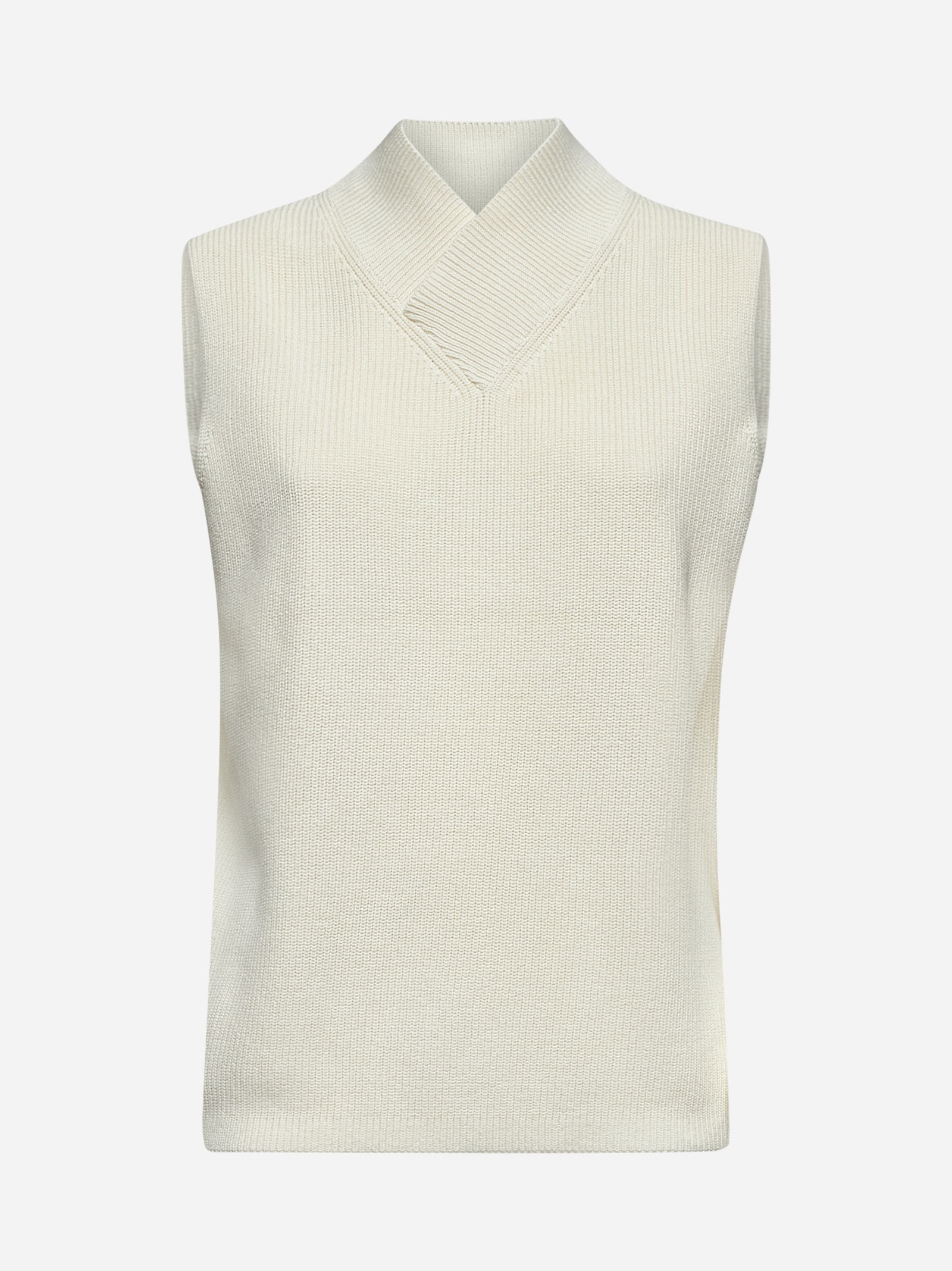 Ivory cotton knit Ceres vest - 1