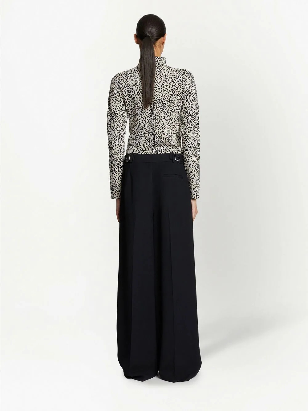 leopard print mock neck jumper - 4