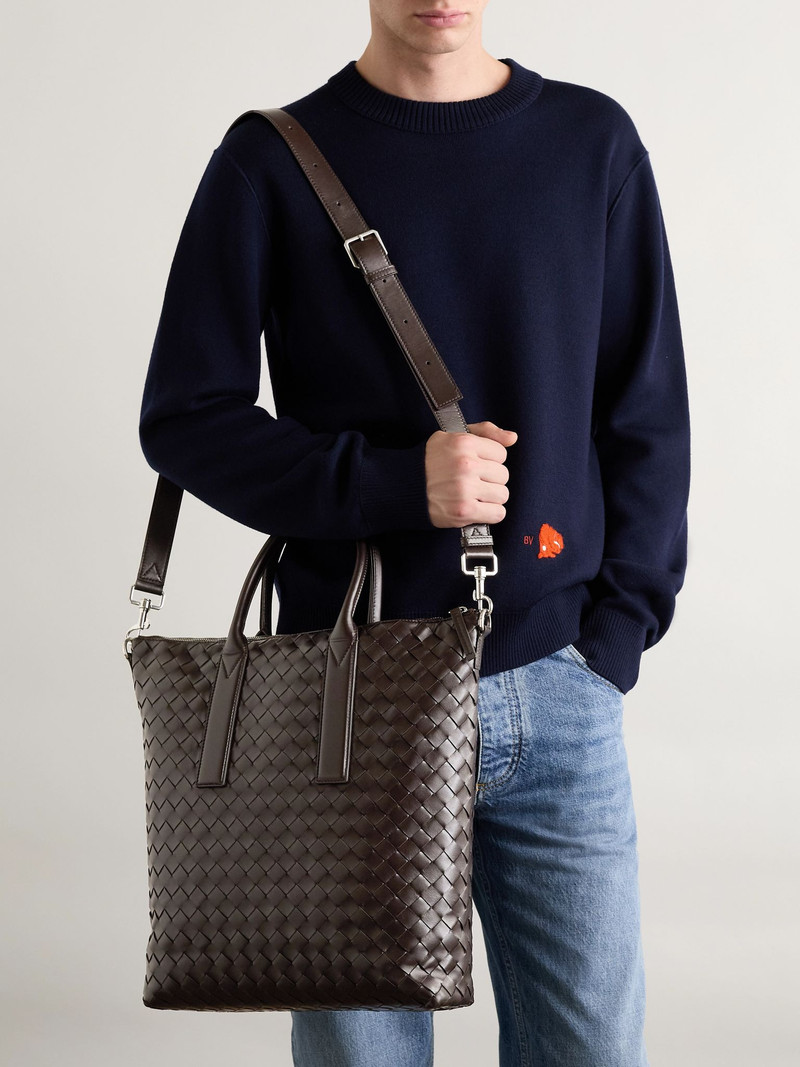 Bottega Veneta N/S Intrecciato Leather Tote Bag Brown outlook