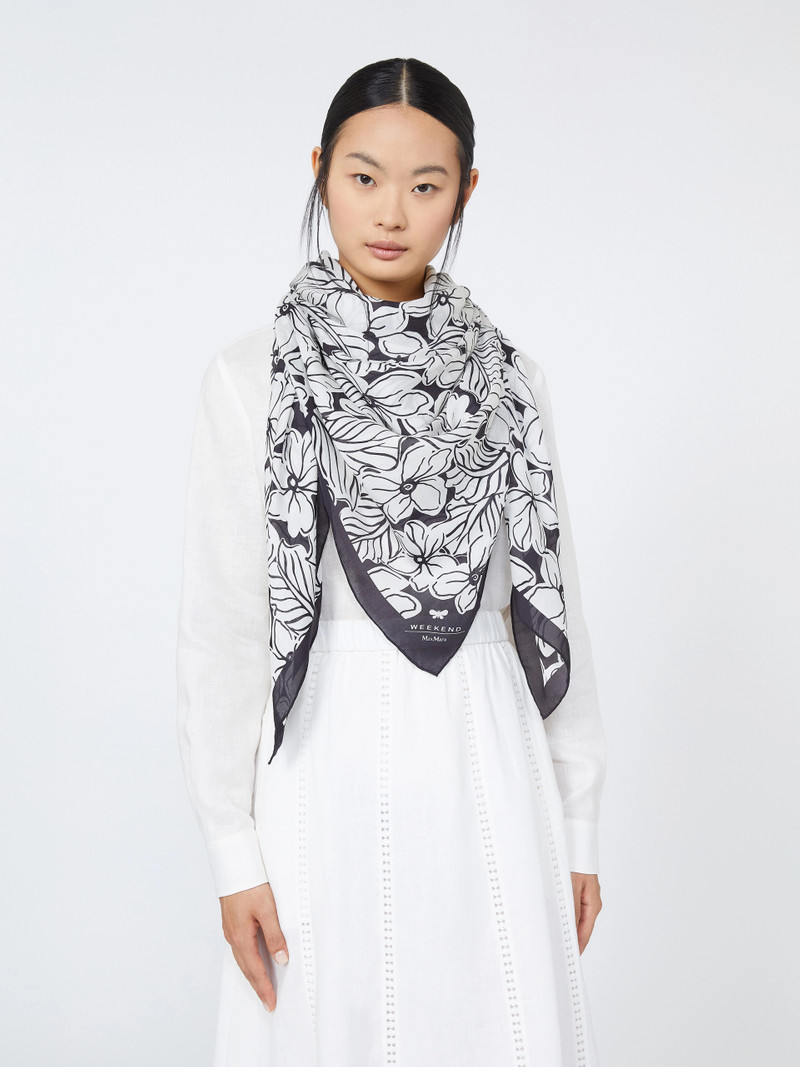 SARONG Modal and silk maxi square - OPTICAL WHITE 4