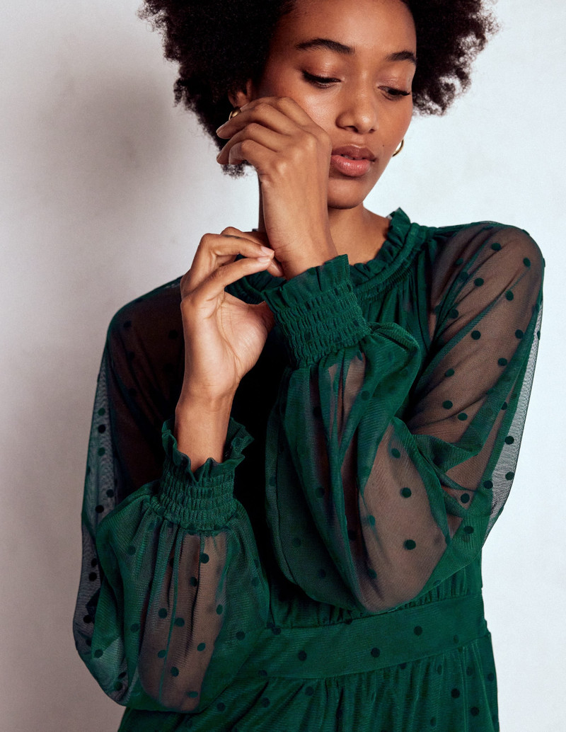 Lucille Tulle Midi Dress-Emerald Night 3